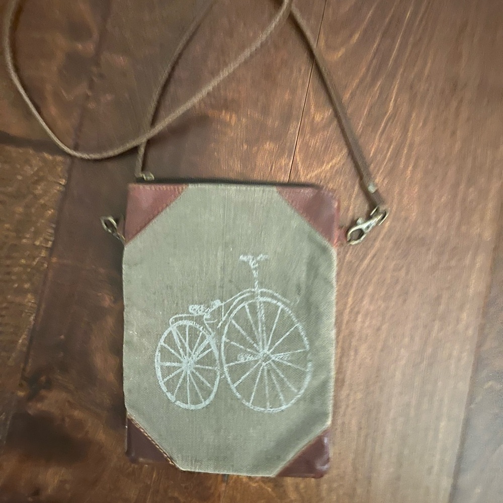 Cute Bicycle Print Canvas Crossbody Purse